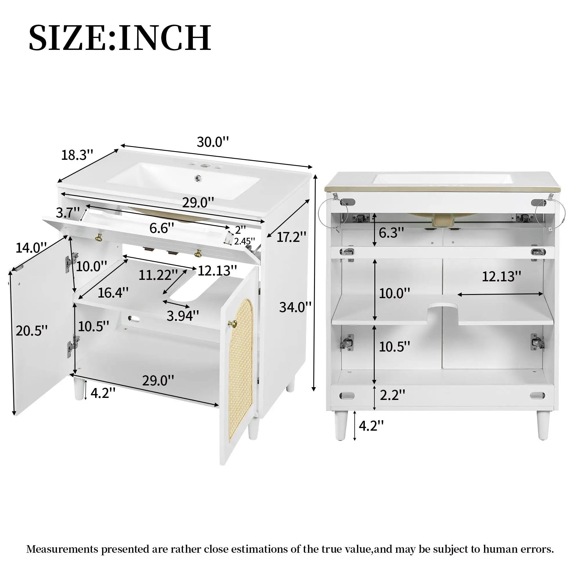 Modern Bathroom Vanity With Sink, Cabinet With Adjustable Shelf by Unique Piece Furniture