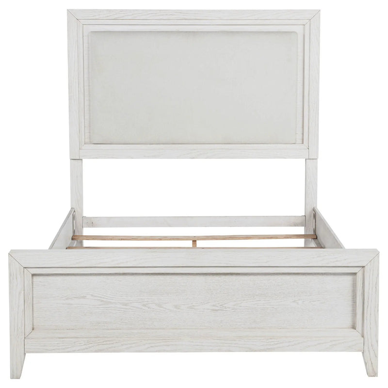 Marielle Queen Upholstered Panel Bed Distressed White by Unique Piece Furniture