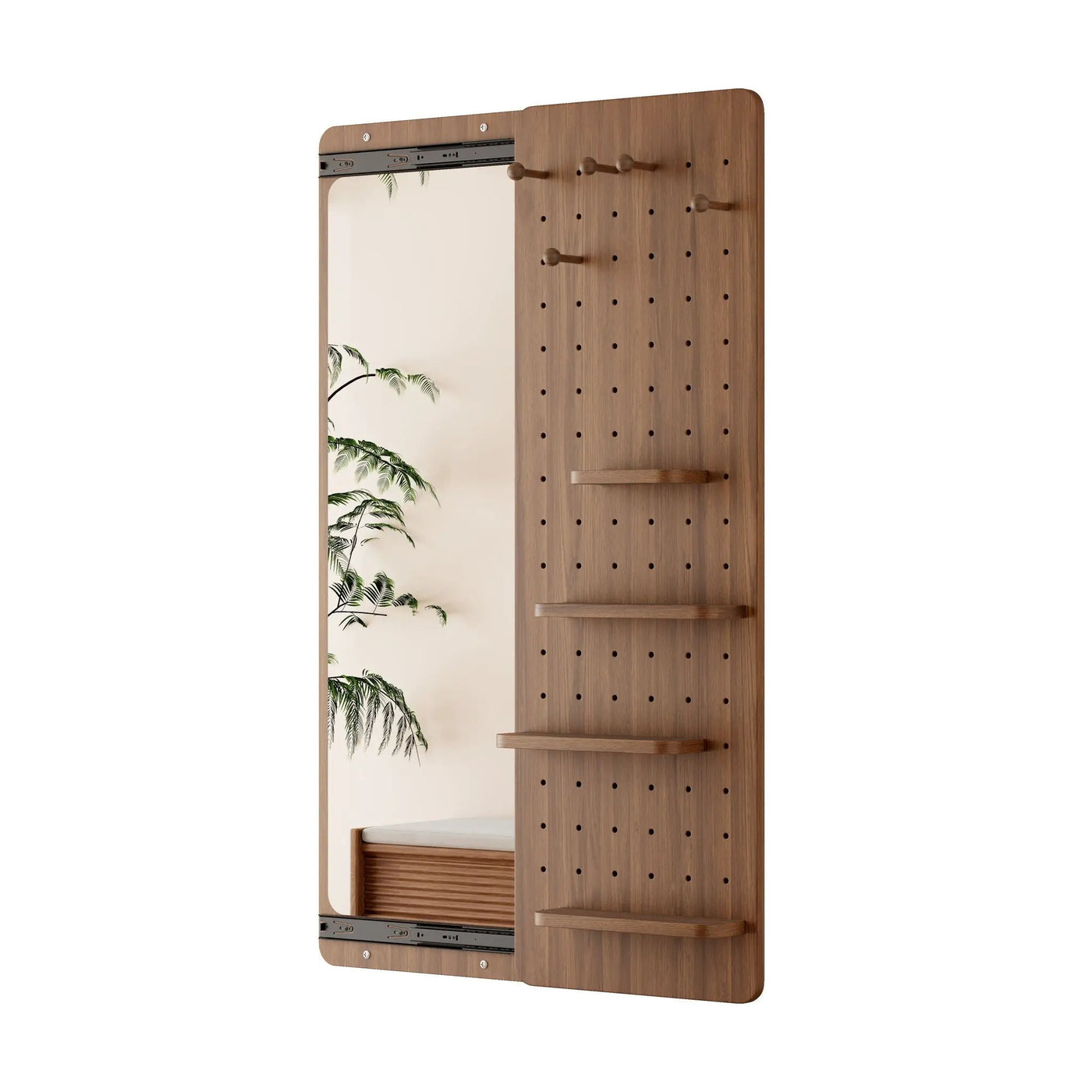 Wall Mounted Full Length Mirror With Shelf And Hook by Unique Piece Furniture