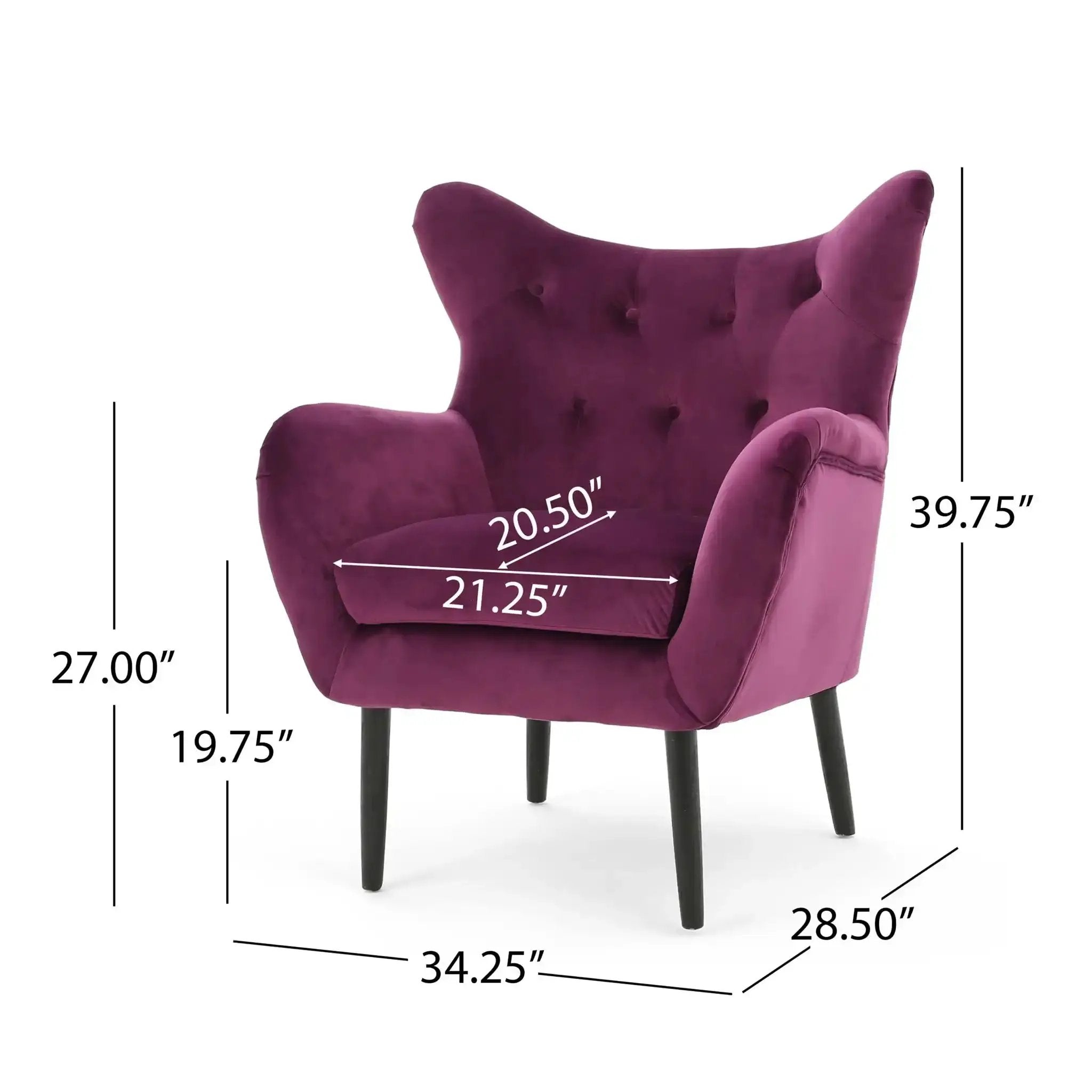 Alyssa Mid Century Upholstered Arm Chair With Wingback Design by HouseOfZazla