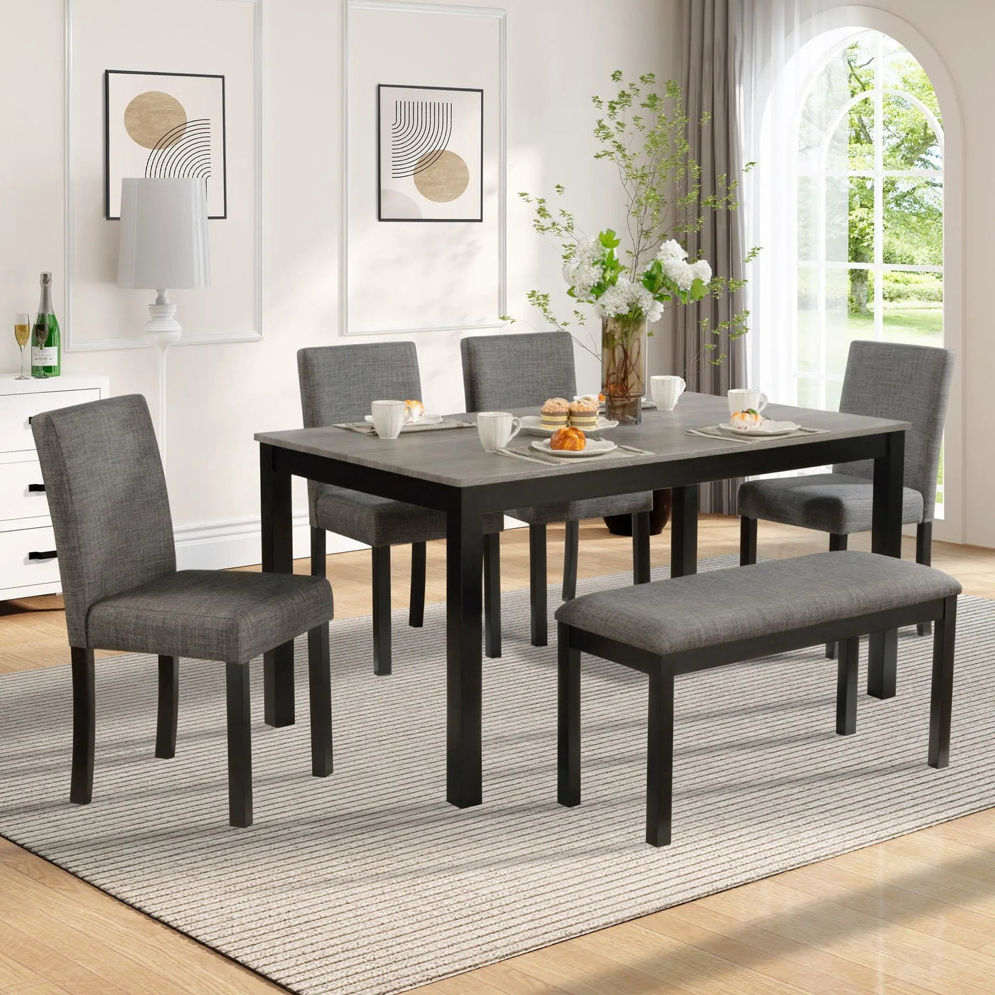 Modern Dining Table Set With Upholstered Chairs For Dining Room by HouseOfZazla