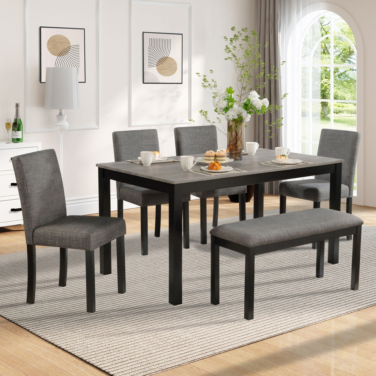 Modern Dining Table Set With Upholstered Chairs, photo 4 of 8