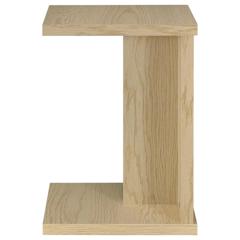 Clower Engineered Wood C-Shaped Sofa Side Table Light Oak by Unique Piece Furniture
