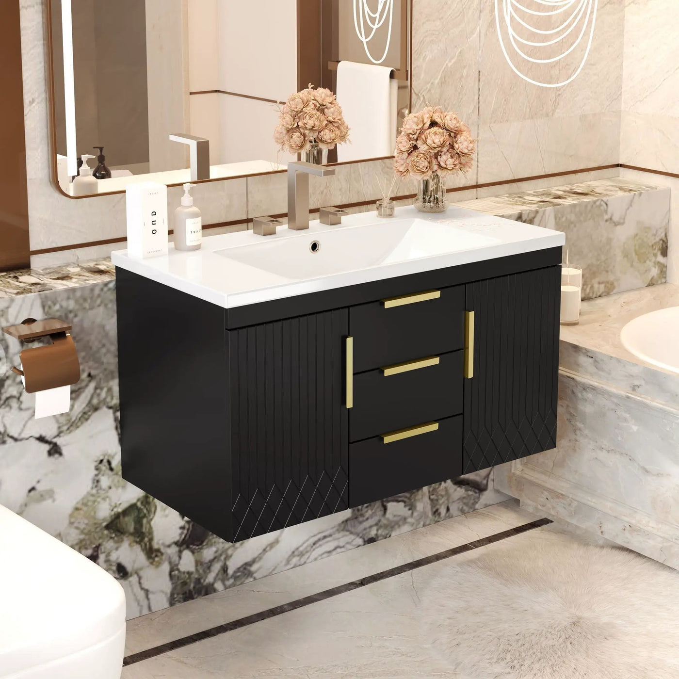 Wall Mounted Bathroom Vanity With Sink and Floating Storage Cabinet by HouseOfZazla