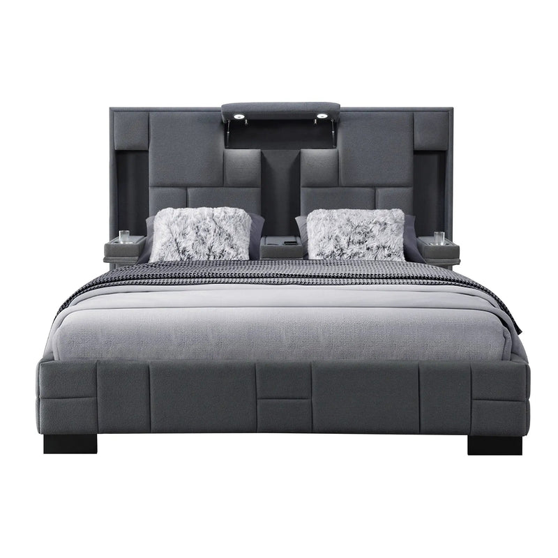 Yaris - Contemporary Bed With Wireless Charging And LED Lights by Unique Piece Furniture