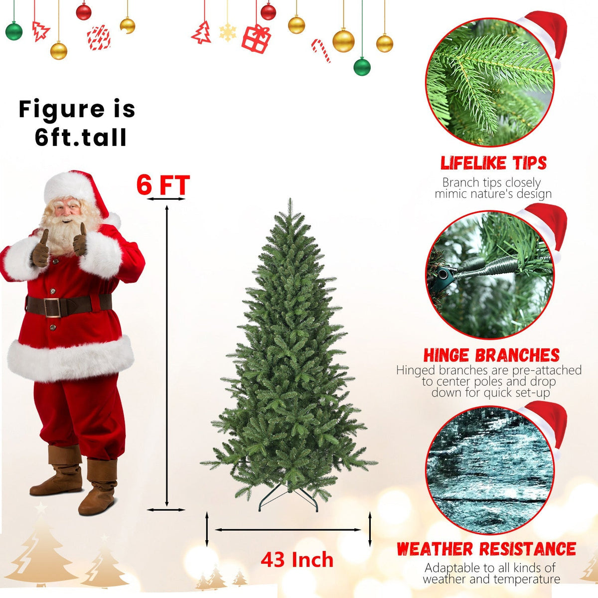 6ft Artificial Christmas Tree with 1168 Branch Tips, photo 7 of 8