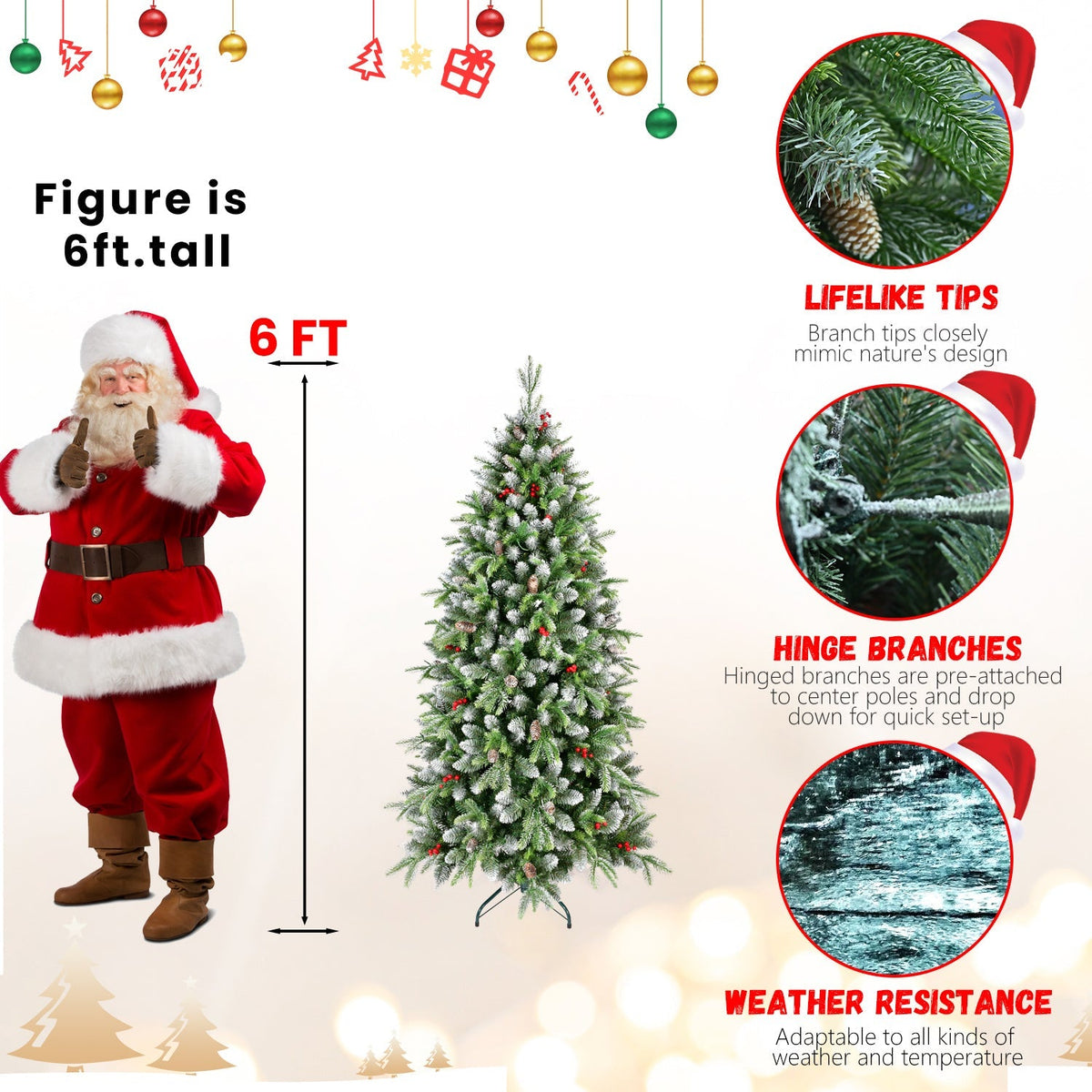 6ft Pre-Lit Artificial Christmas Tree with 380 Warm White LED Lights, photo 15 of 15