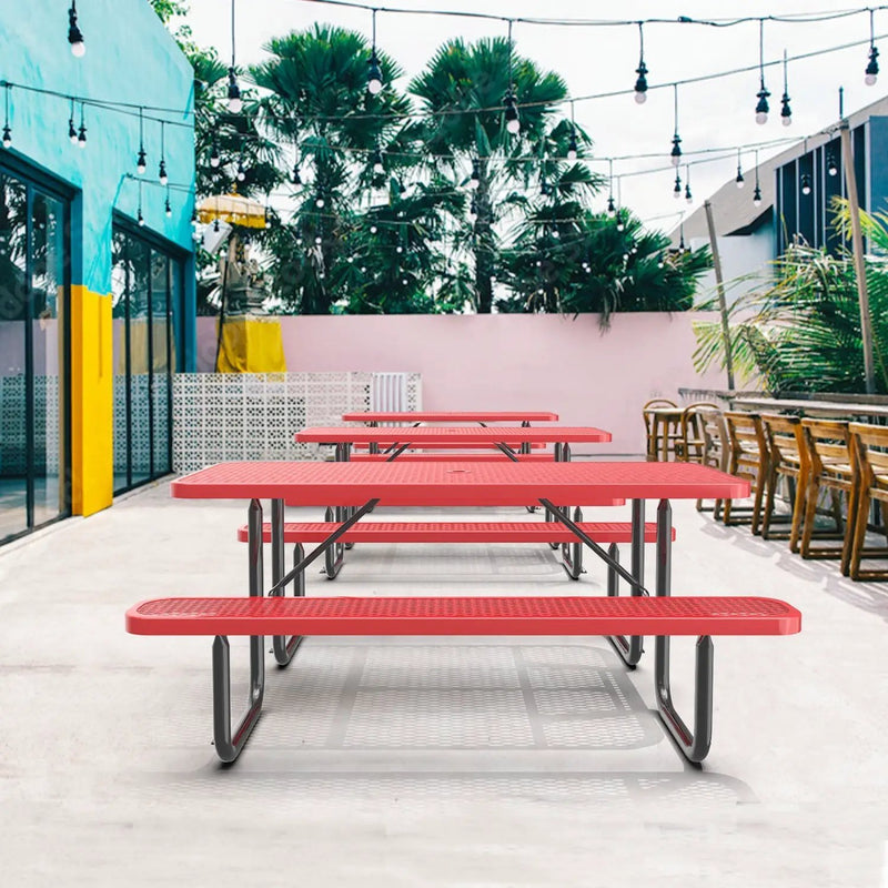 6ft Rectangle Picnic Table With Umbrella Hole by Chery Industrial