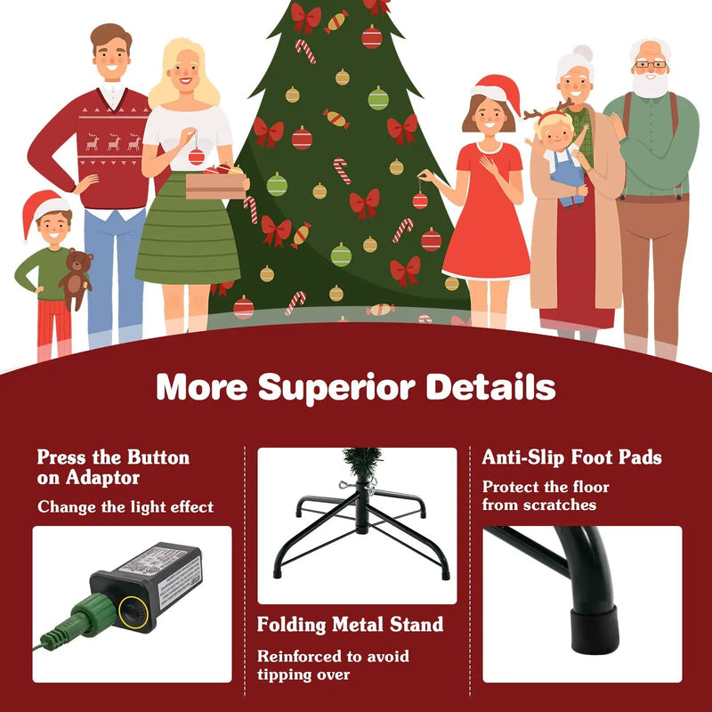 Pre-lit Christmas Tree with 280 Warm White LED Lights and 8 Lighting Modes by DirectDeals