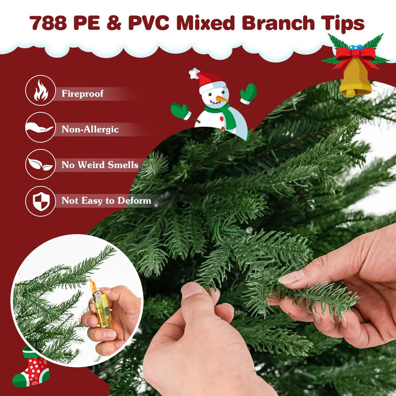 Pre-lit Christmas Tree with 280 Warm White LED Lights and 8 Lighting Modes by DirectDeals