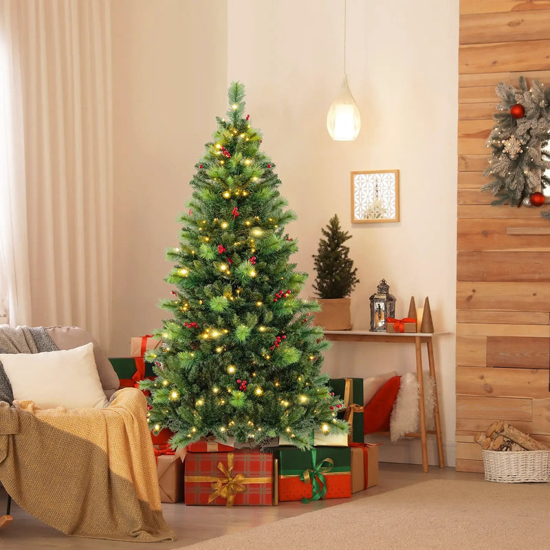 6/7/8 Feet Pre-Lit Artificial Christmas Tree with 300/400/500 LED Lights by DirectDeals