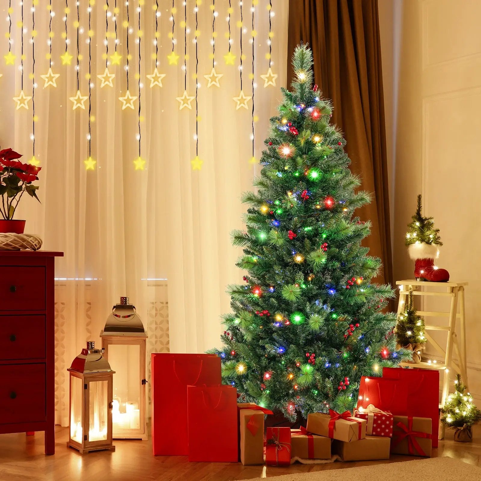 6/7/8 Feet Pre-Lit Artificial Christmas Tree with 300/400/500 LED Lights by DirectDeals