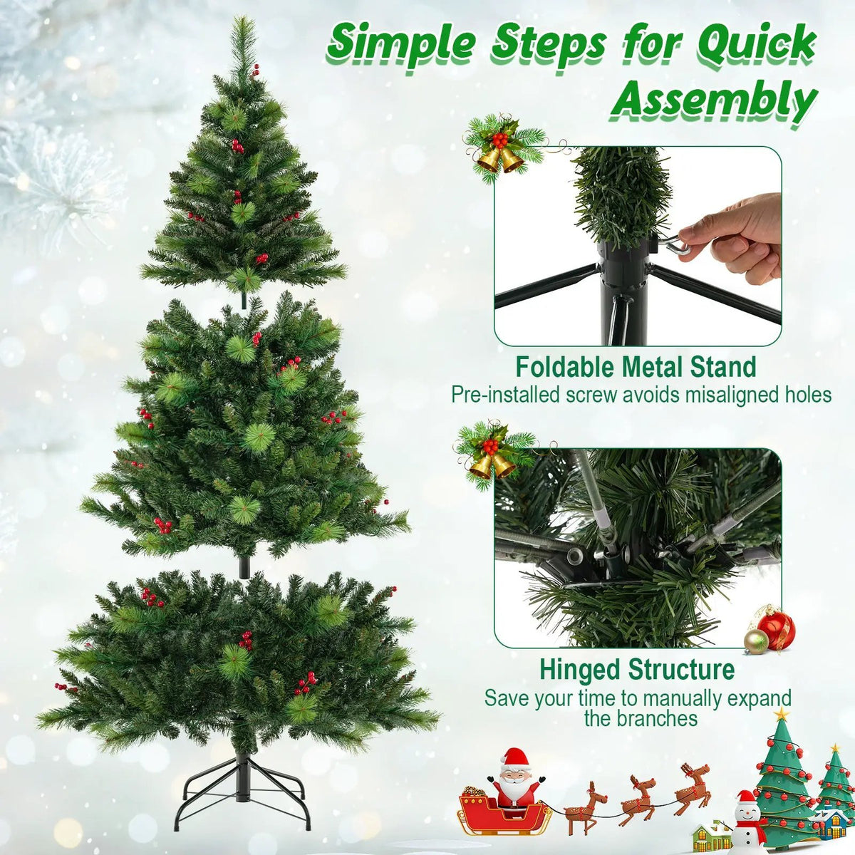 6/7/8 Feet Pre-Lit Artificial Christmas Tree with 300/400/500 LED Lights by DirectDeals