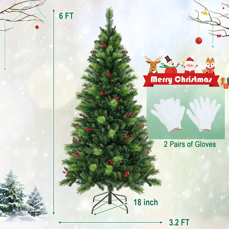 6/7/8 Feet Pre-Lit Artificial Christmas Tree with 300/400/500 LED Lights by DirectDeals