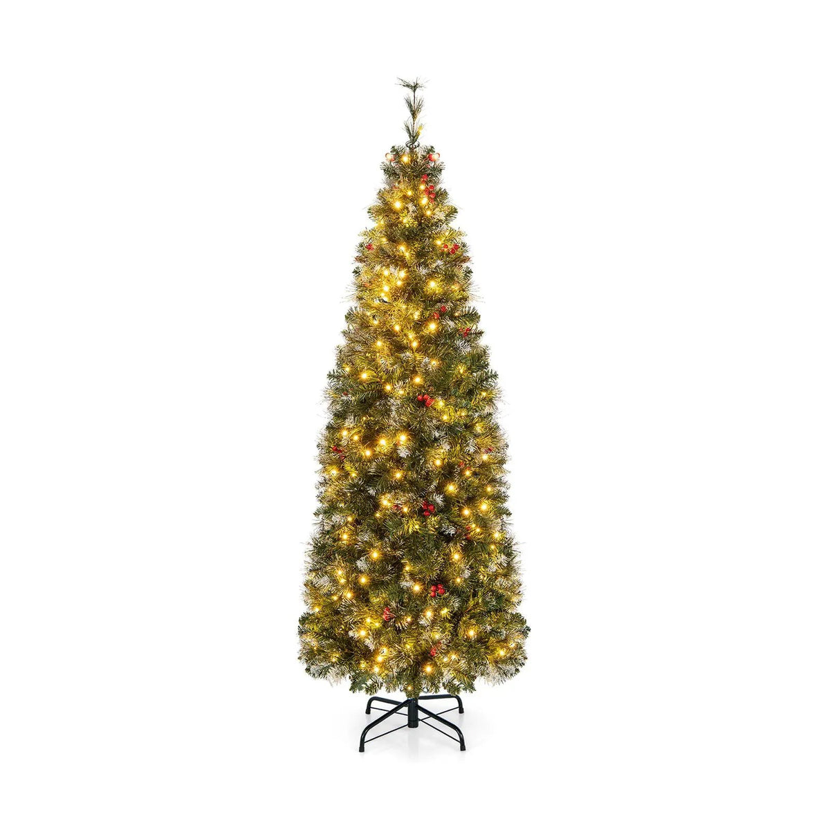 5/6/7/8/9 FT Pre-Lit Artificial Hinged Slim Pencil Christmas Tree by DirectDeals