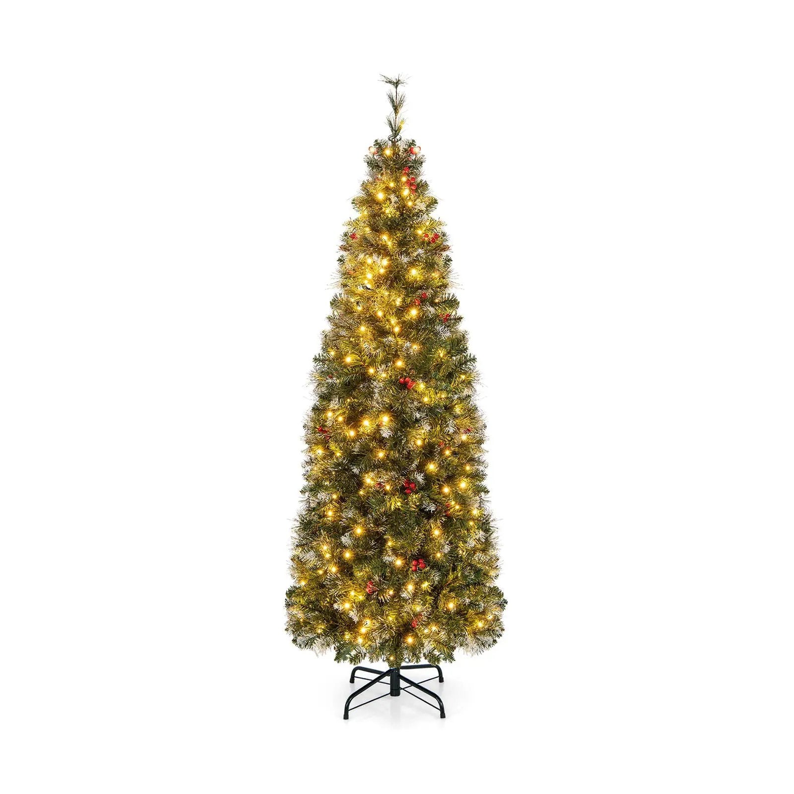 5/6/7/8/9 FT Pre-Lit Artificial Hinged Slim Pencil Christmas Tree by DirectDeals