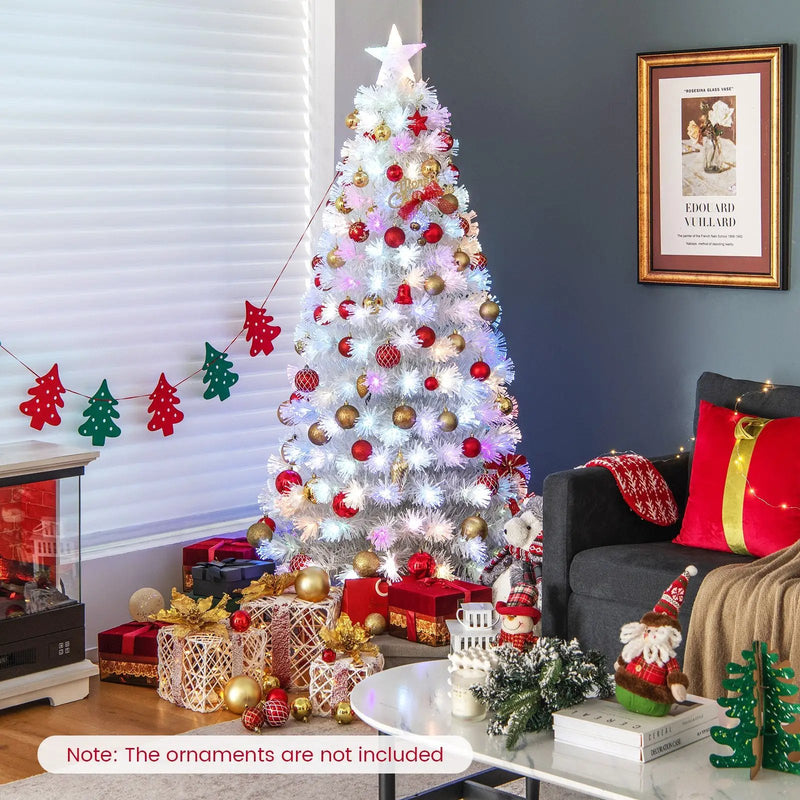 6/7 Feet Pre-Lit Fiber Optic White Snow-Flocked Artificial Christmas Tree by DirectDeals