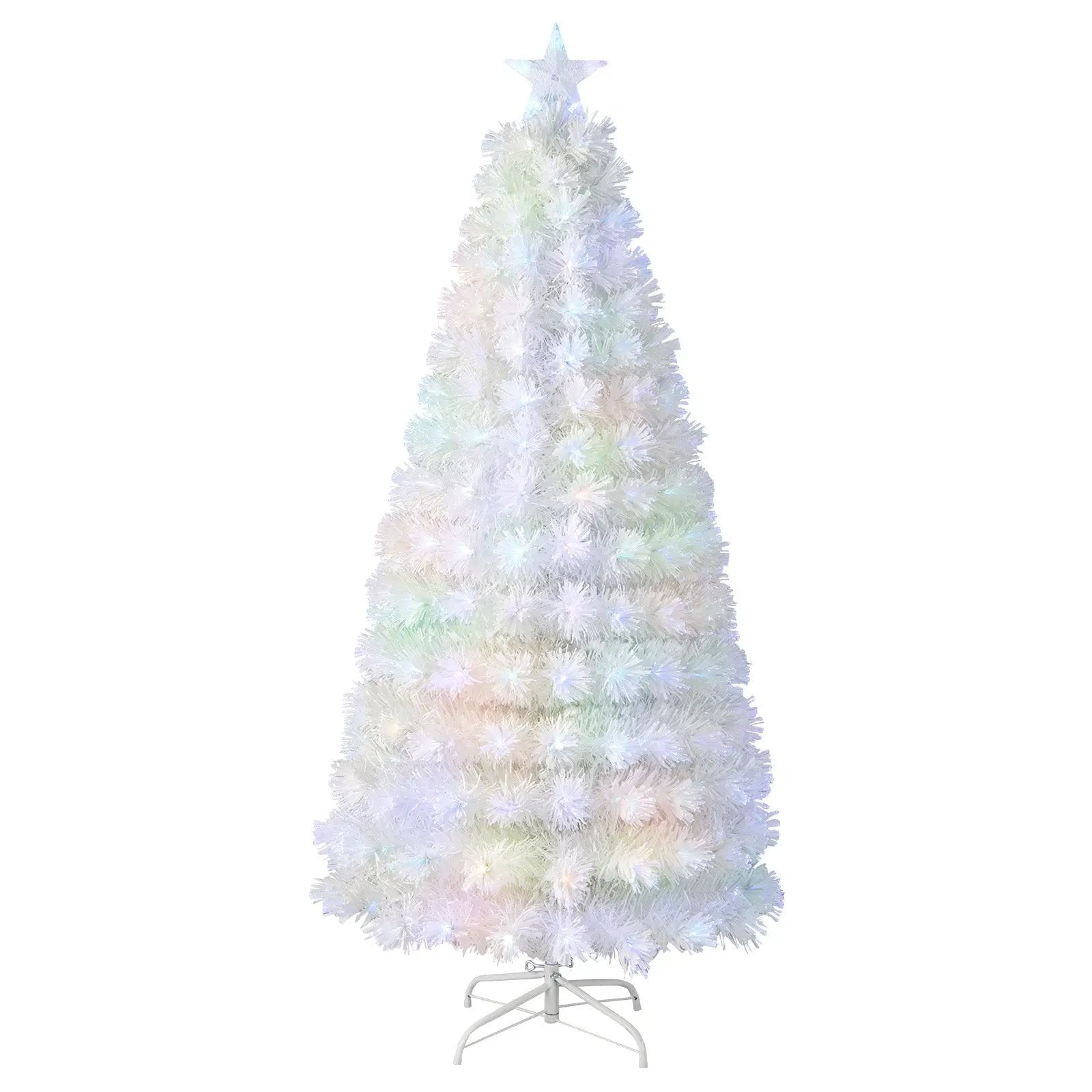 6/7 Feet Pre-Lit Fiber Optic White Snow-Flocked Artificial Christmas Tree by DirectDeals