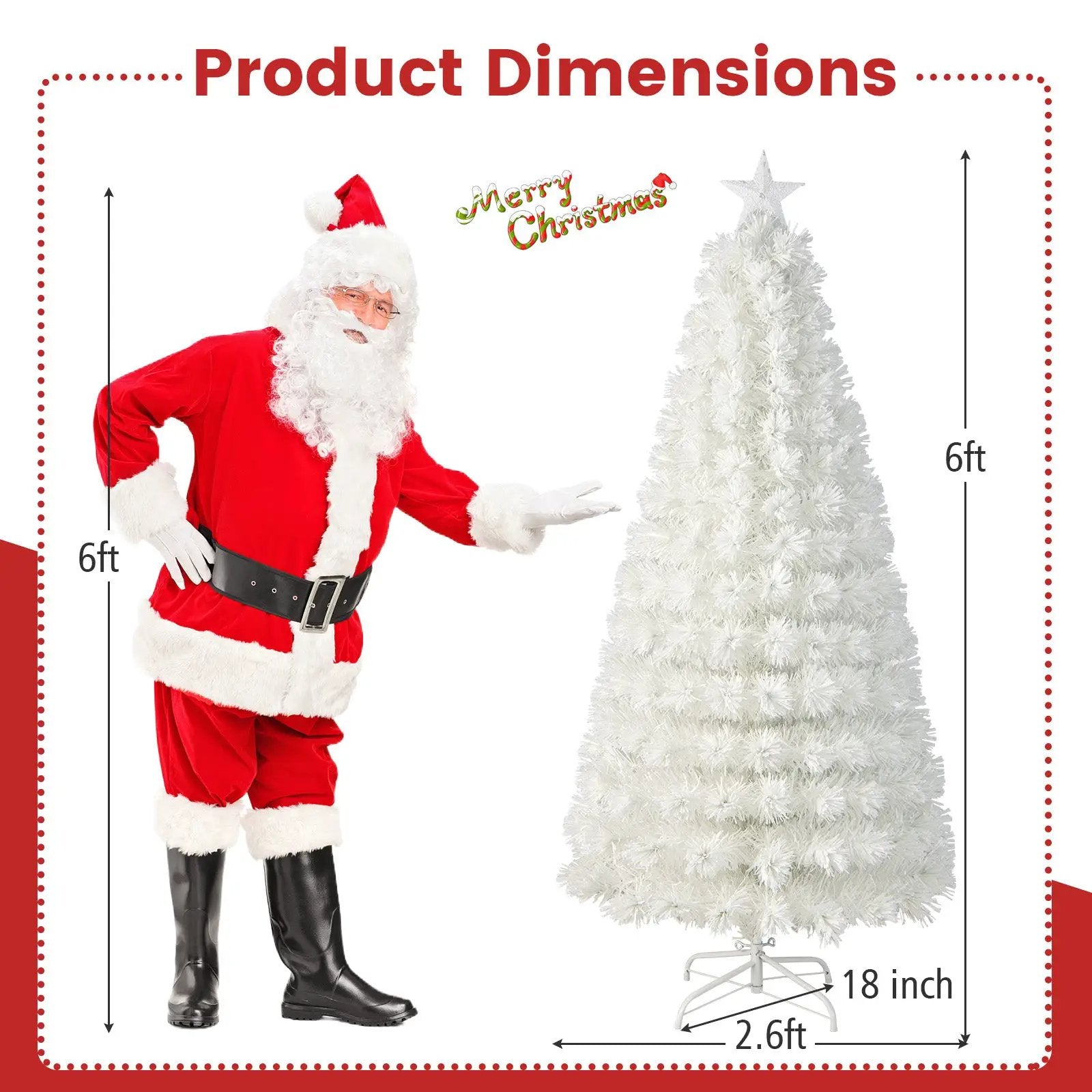 6/7 Feet Pre-Lit Fiber Optic White Snow-Flocked Artificial Christmas Tree by DirectDeals