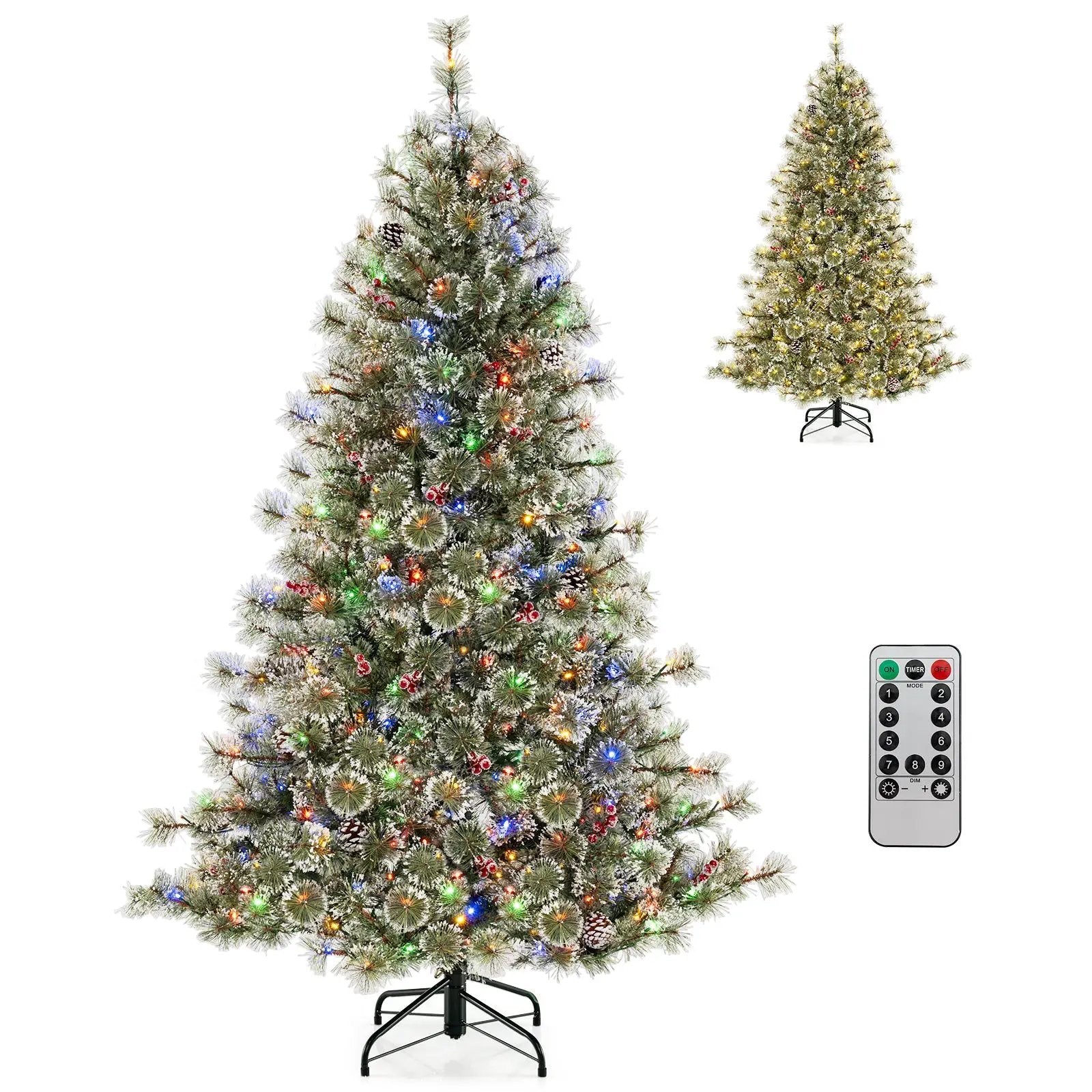 6/7.5/9 FT Artificial Christmas Tree Pre-Lit Hinged Holiday Tree with 360° Quick Power Connector by DirectDeals