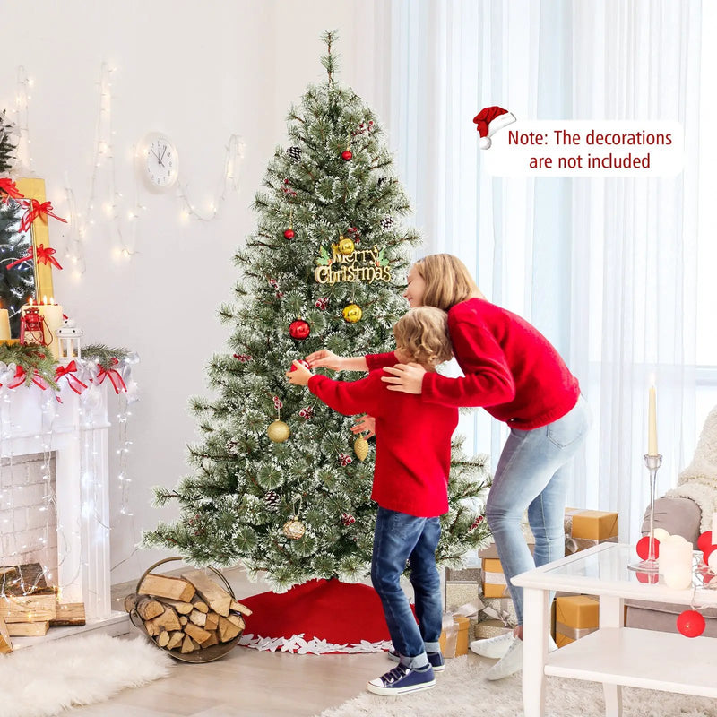 6/7.5/9 FT Artificial Christmas Tree Pre-Lit Hinged Holiday Tree with 360° Quick Power Connector by DirectDeals