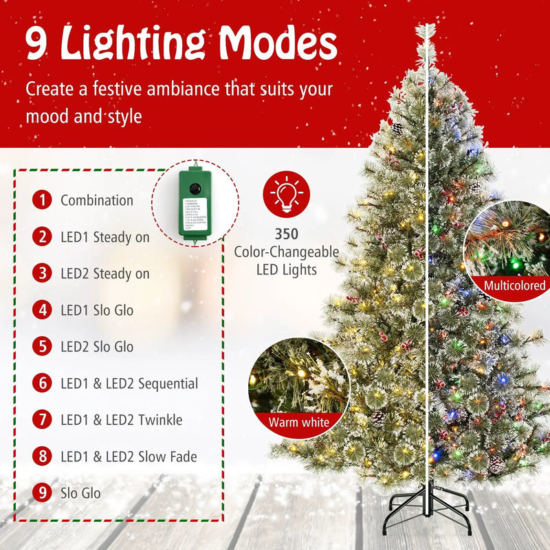 6/7.5/9 FT Artificial Christmas Tree Pre-Lit Hinged Holiday Tree with 360° Quick Power Connector by DirectDeals