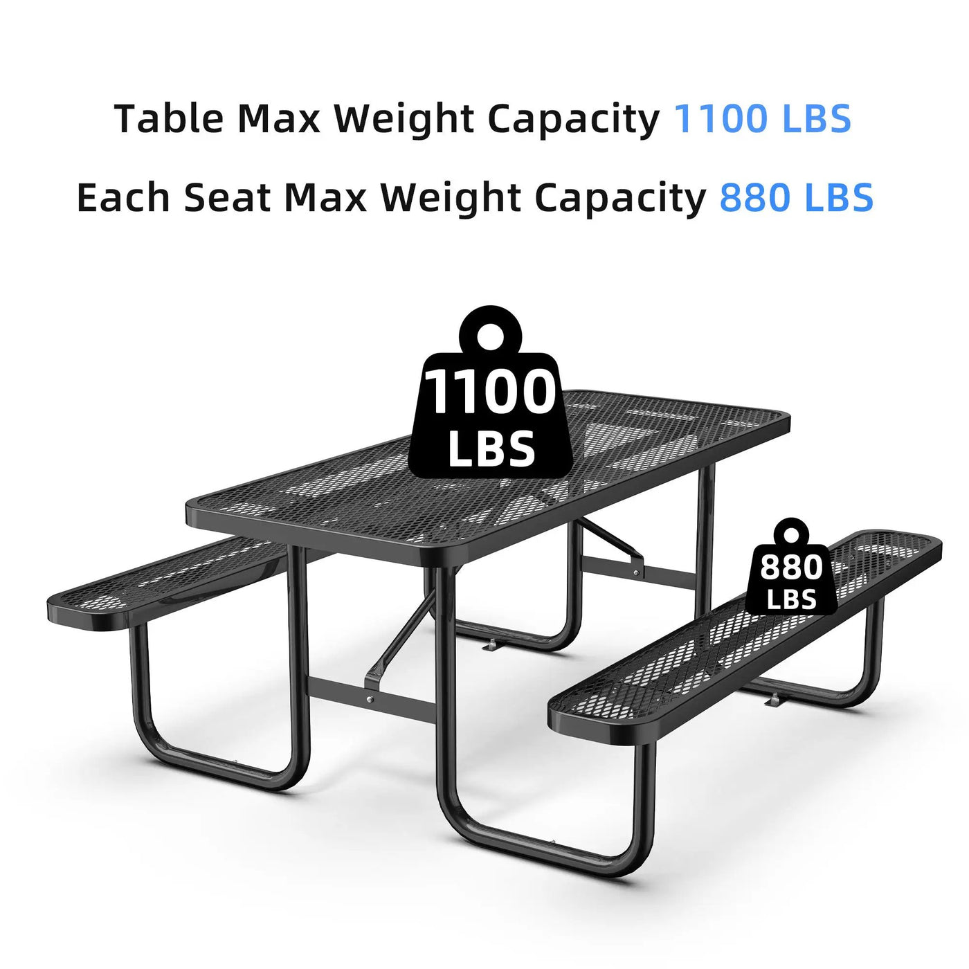 6 ft Metal Picnic Tables for Outdoors, Rectangle Coated Steel Patio Furniture Set by Chery Industrial