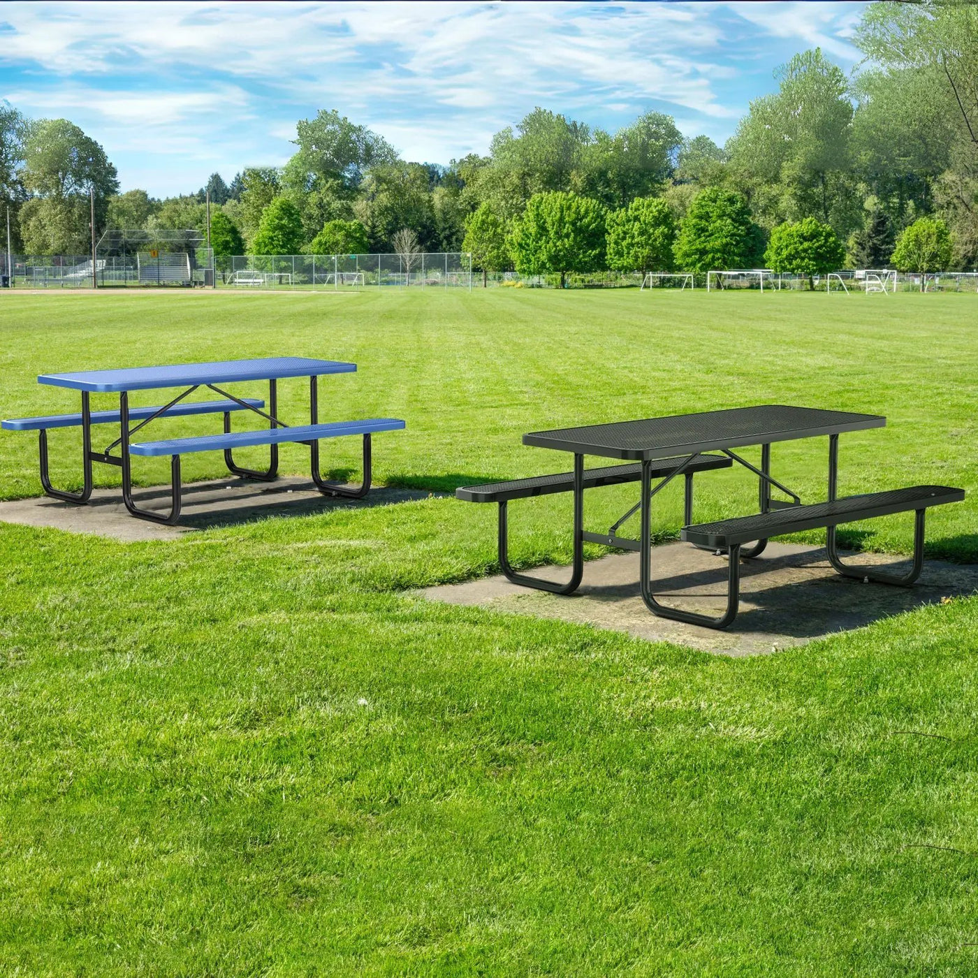 6 ft Metal Picnic Tables for Outdoors, Rectangle Coated Steel Patio Furniture Set by Chery Industrial
