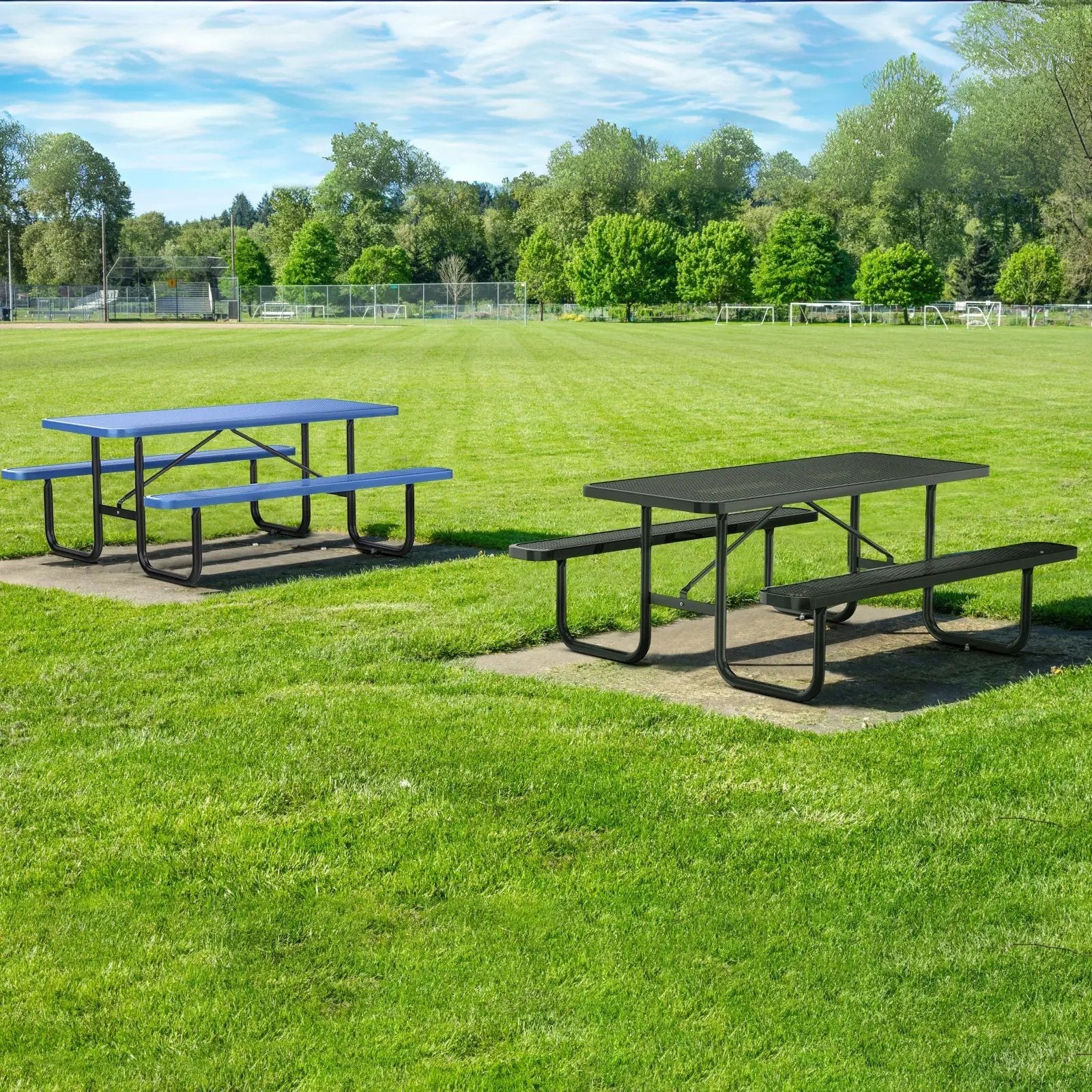 6 ft Metal Picnic Tables for Outdoors, Rectangle Coated Steel Patio Furniture Set by Chery Industrial