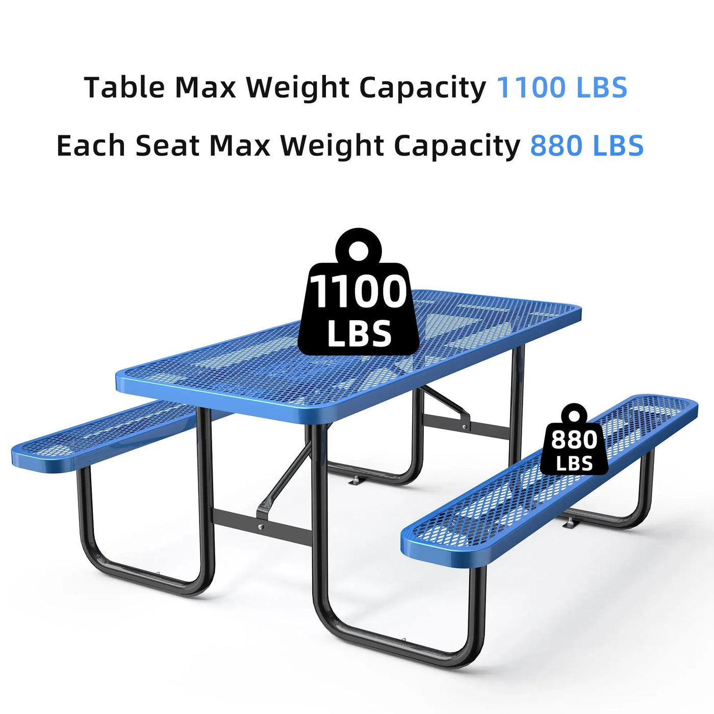 6 ft Metal Picnic Tables for Outdoors, Rectangle Coated Steel Patio Furniture Set by Chery Industrial