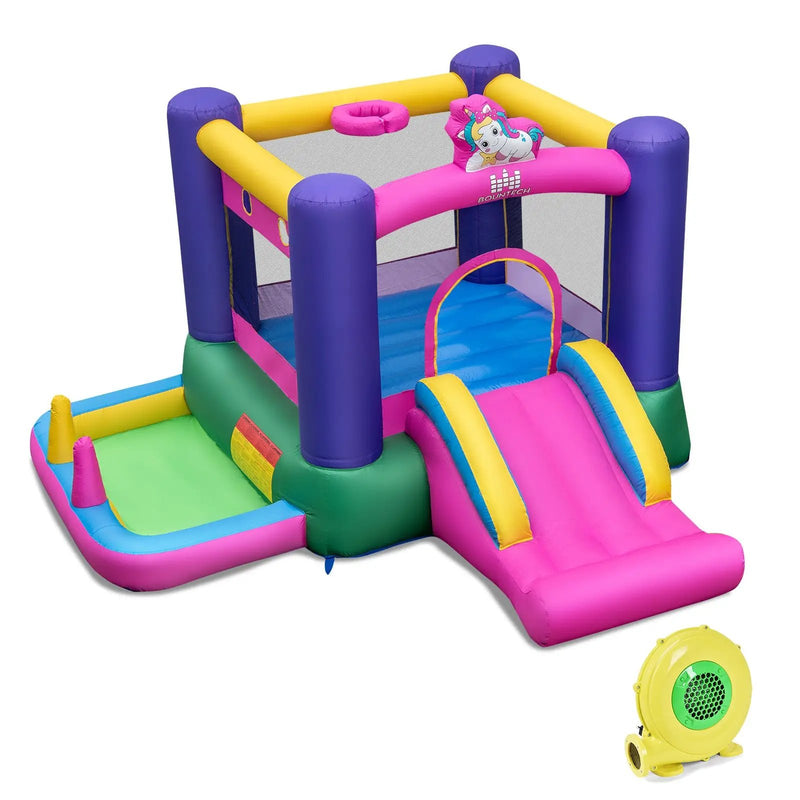 6-in-1 Bouncy Castle Inflatable Bounce House with Slide and Ball Pit with 480W Blower by DirectDeals