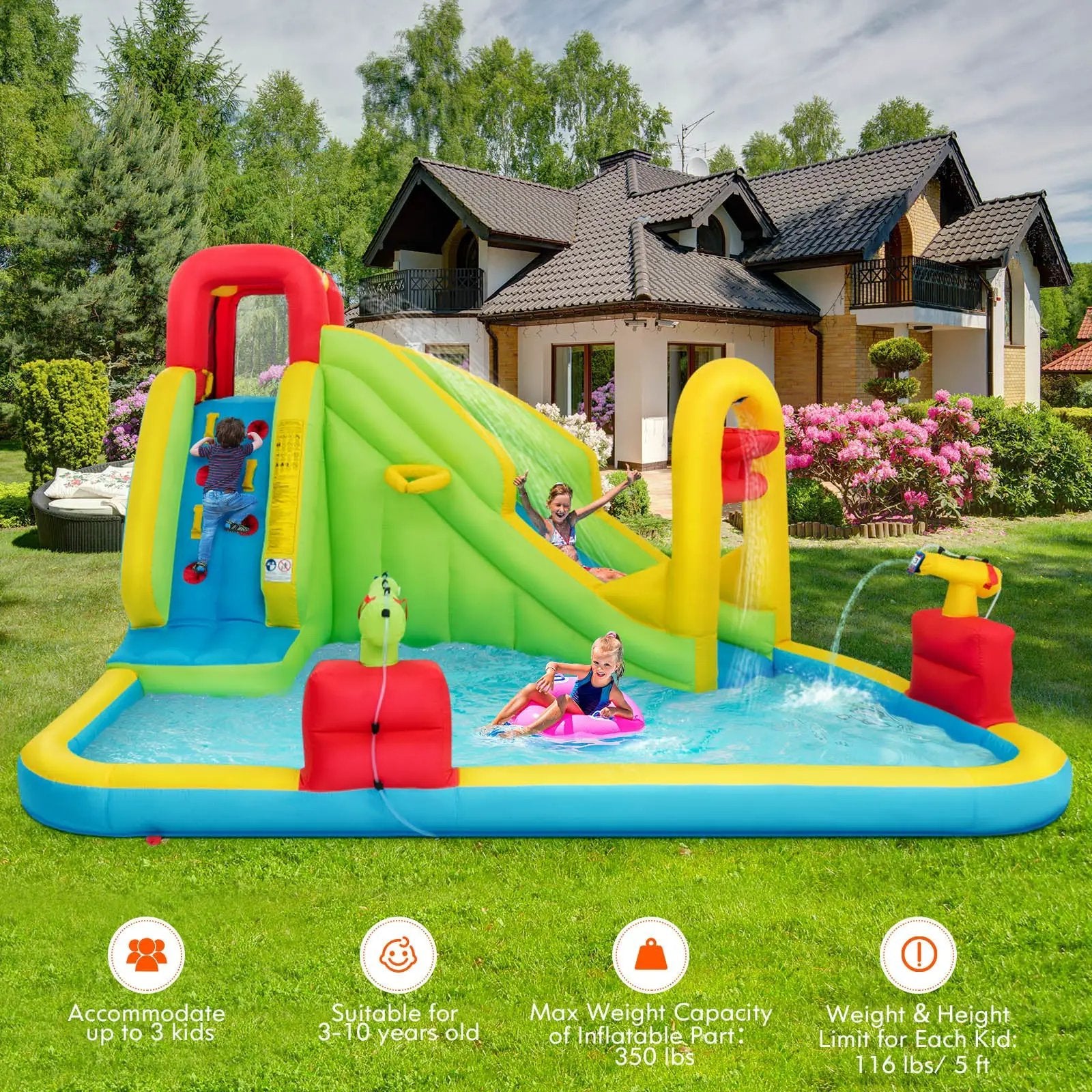 Outdoor Inflatable Water Bounce House with 480W Blower by DirectDeals