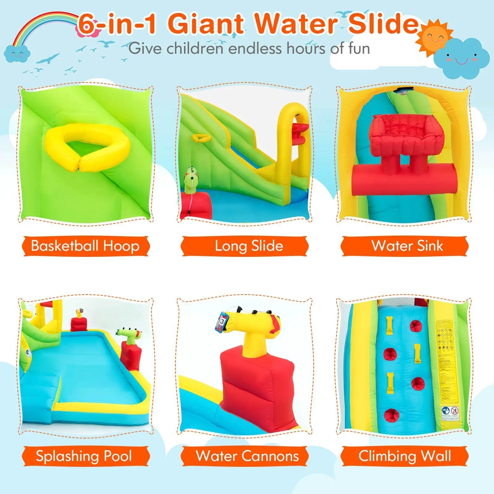 Outdoor Inflatable Water Bounce House with 480W Blower by DirectDeals
