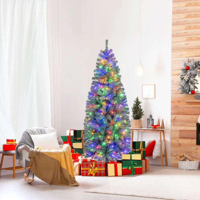 Pre-Lit Blue Artificial Christmas Tree Slim with 9 Lighting Modes by DirectDeals