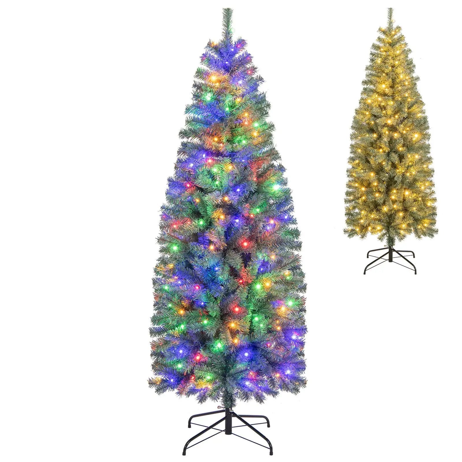 Pre-Lit Blue Artificial Christmas Tree Slim with 9 Lighting Modes by DirectDeals