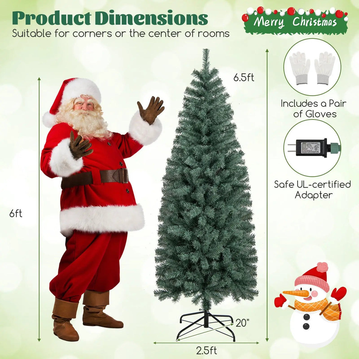 Pre-Lit Blue Artificial Christmas Tree Slim with 9 Lighting Modes by DirectDeals