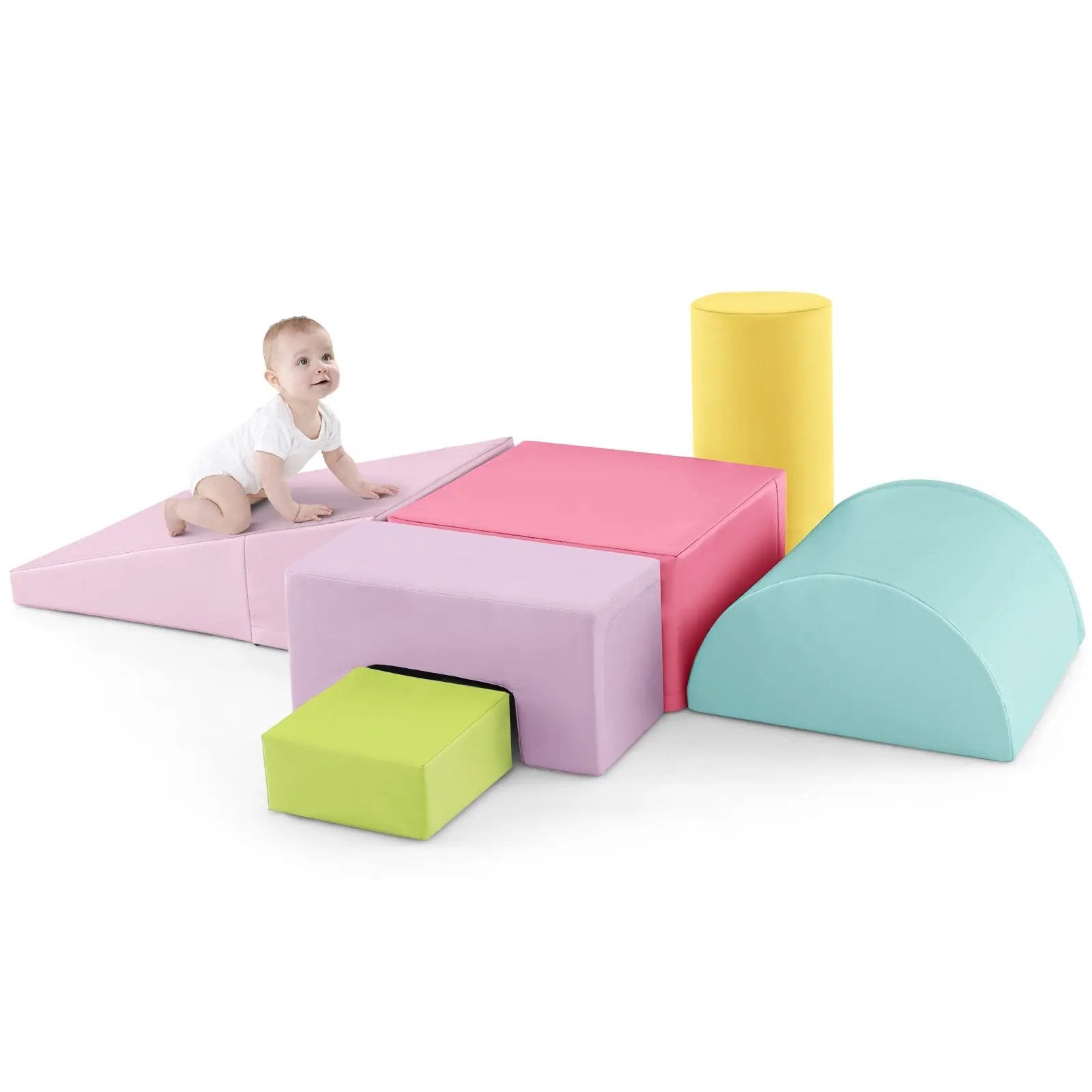 6 Pieces Foam Climbing Blocks Indoor Climb and Crawl Activity Playset with Rectangles by DirectDeals