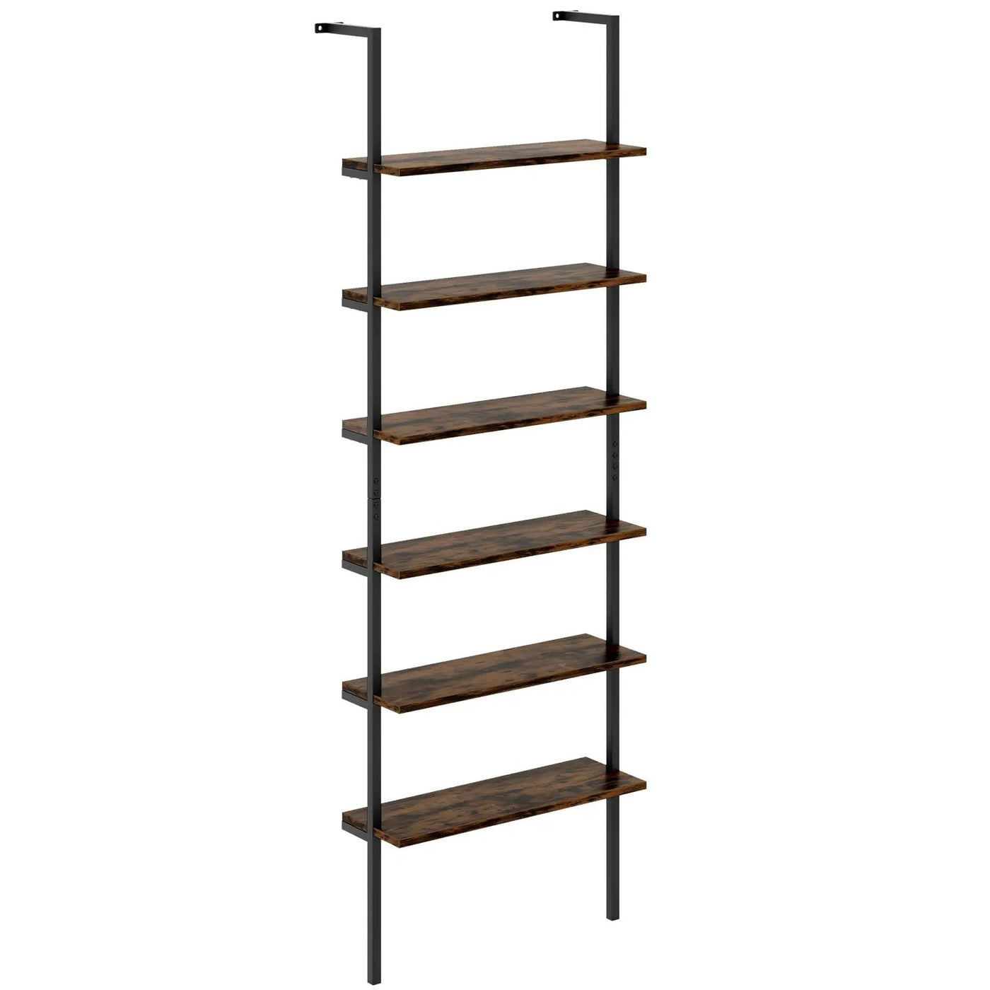 6-tier Ladder Shelf 72 Inches Industrial Wall Mounted Bookshelf by DirectDeals