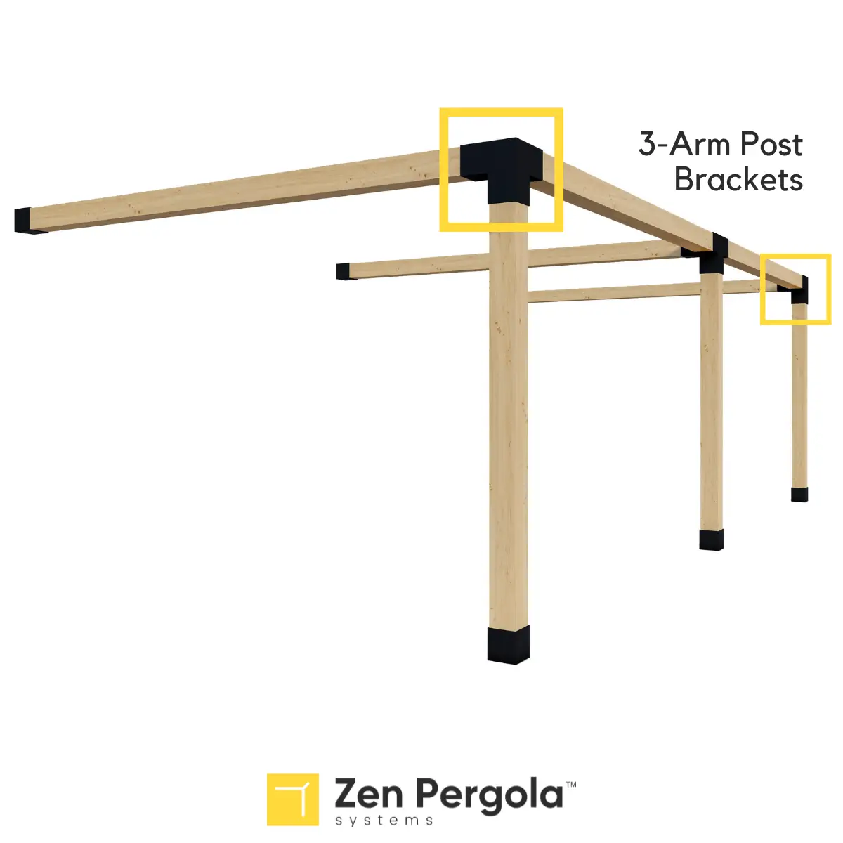 Pergola 3-Arm Post Bracket (for 6x6 Wood Posts) by Zen Pergolas