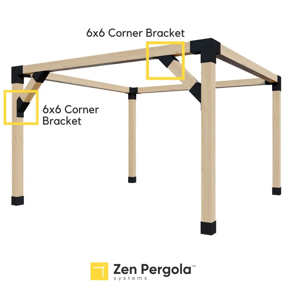 Pergola Support Bracket (for 6x6 Wood Posts) by Zen Pergolas