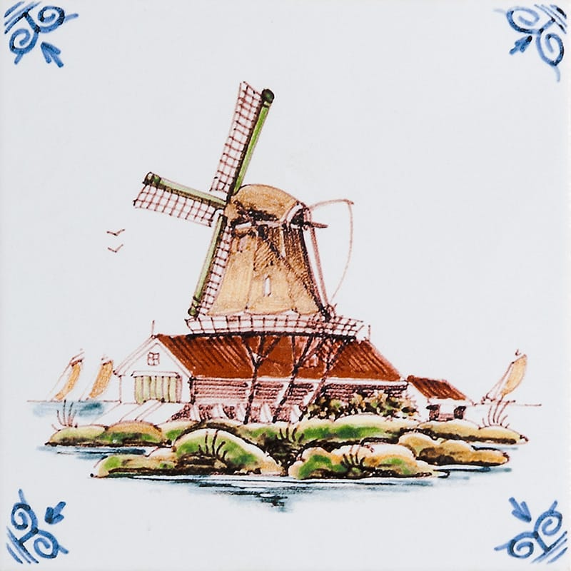 6x6 Windmills Whi Gla Ceramic Glazed 6x6 Tiles