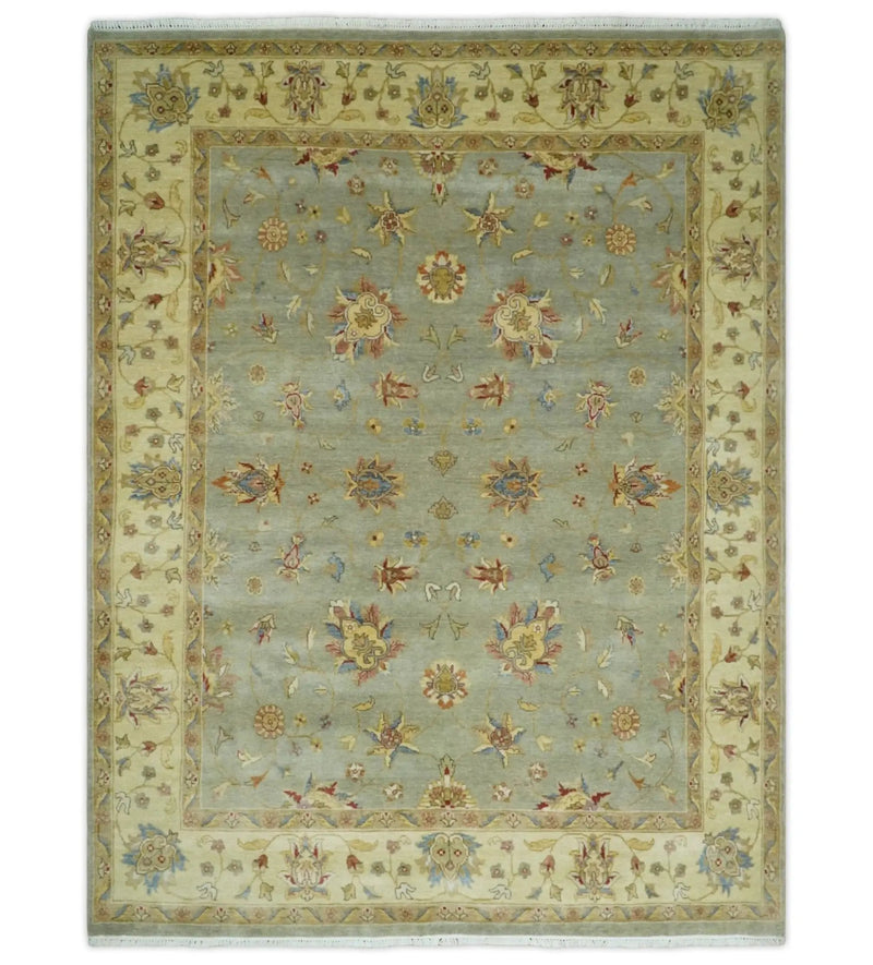 6x8 Fine Hand Knotted Silver and Ivory Traditional Vintage Persian Style Antique Wool Rug by The Rug Decor