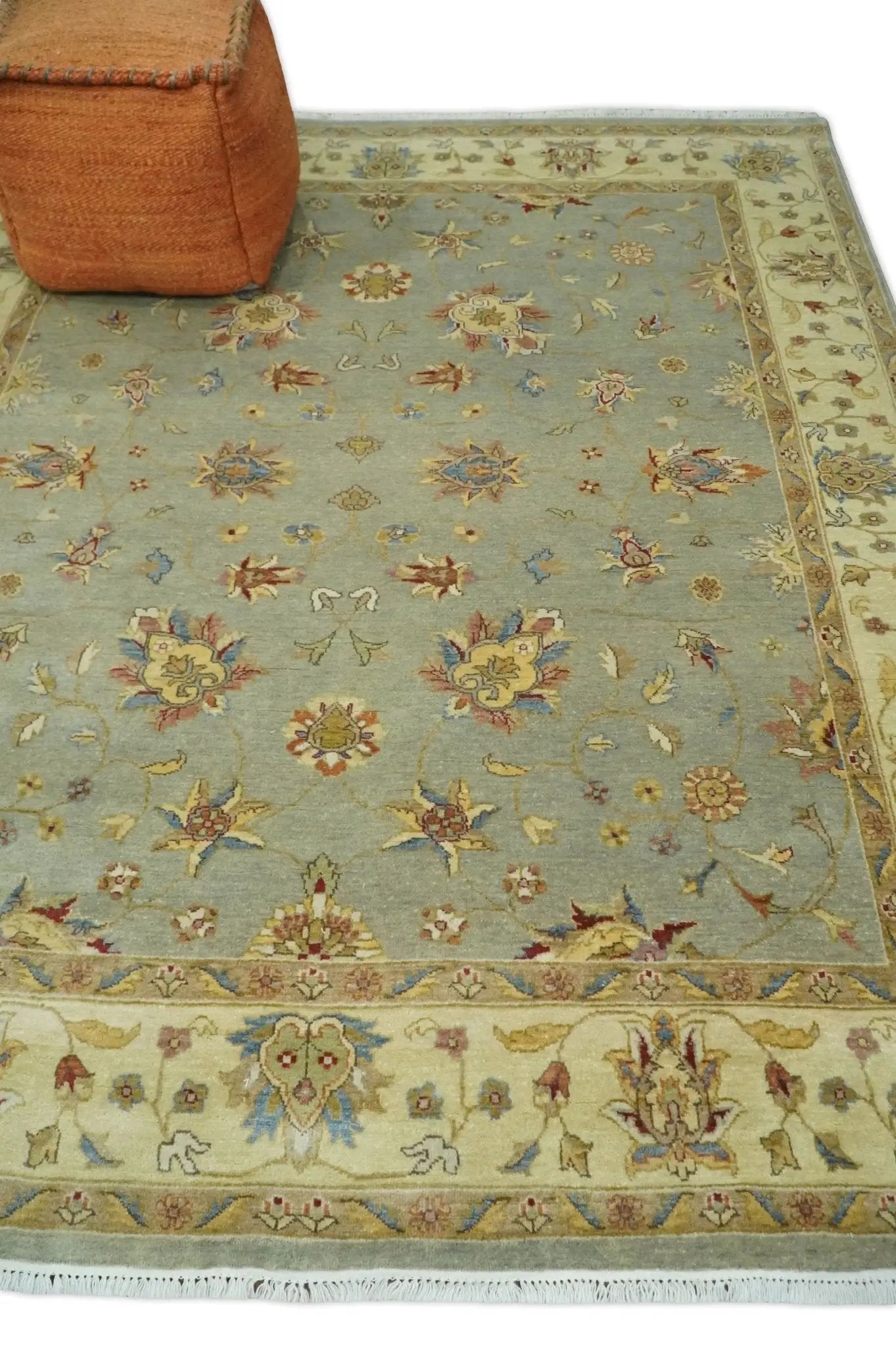 6x8 Fine Hand Knotted Silver and Ivory Traditional Vintage Persian Style Antique Wool Rug by The Rug Decor