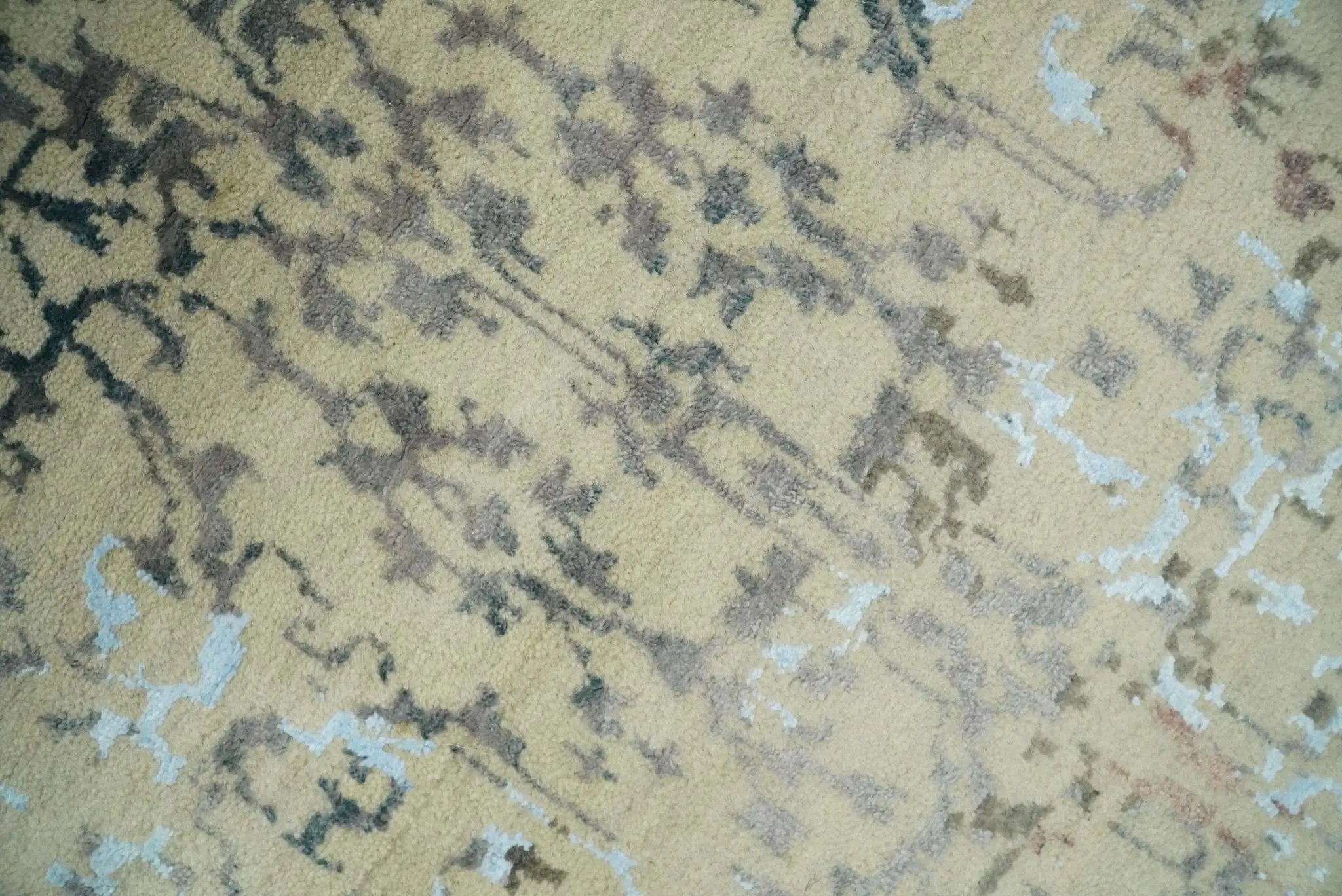 6x9 Fine Hand Knotted Beige and Rust Vintage Persian Style Antique Wool and Silk Rug by The Rug Decor