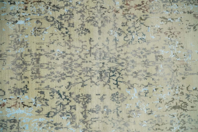 6x9 Fine Hand Knotted Beige and Rust Vintage Persian Style Antique Wool and Silk Rug by The Rug Decor