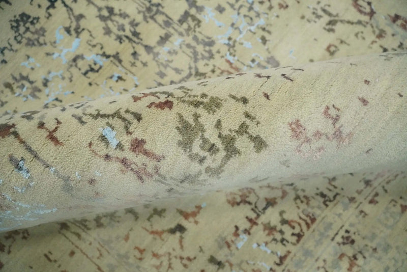 6x9 Fine Hand Knotted Beige and Rust Vintage Persian Style Antique Wool and Silk Rug by The Rug Decor