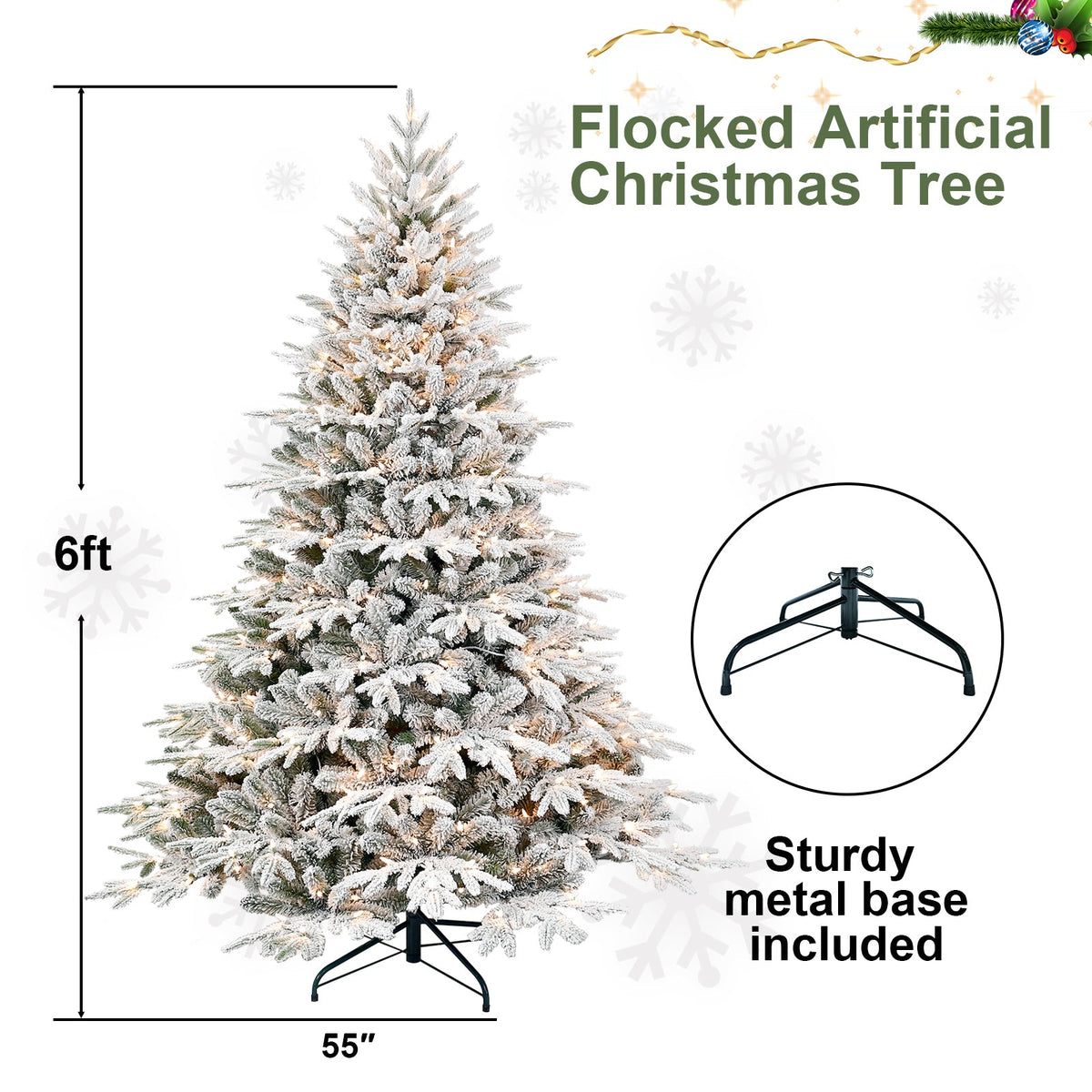 7.5ft Pre-Lit Flocked Artificial Christmas Tree, photo 10 of 14