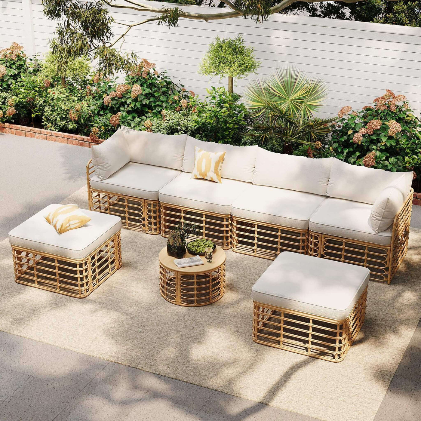 Alora 7-Piece Outdoor All-Weather Rattan Patio Sofa Set With Cushions (SAK47230) by SAKSBY WHOLESALE