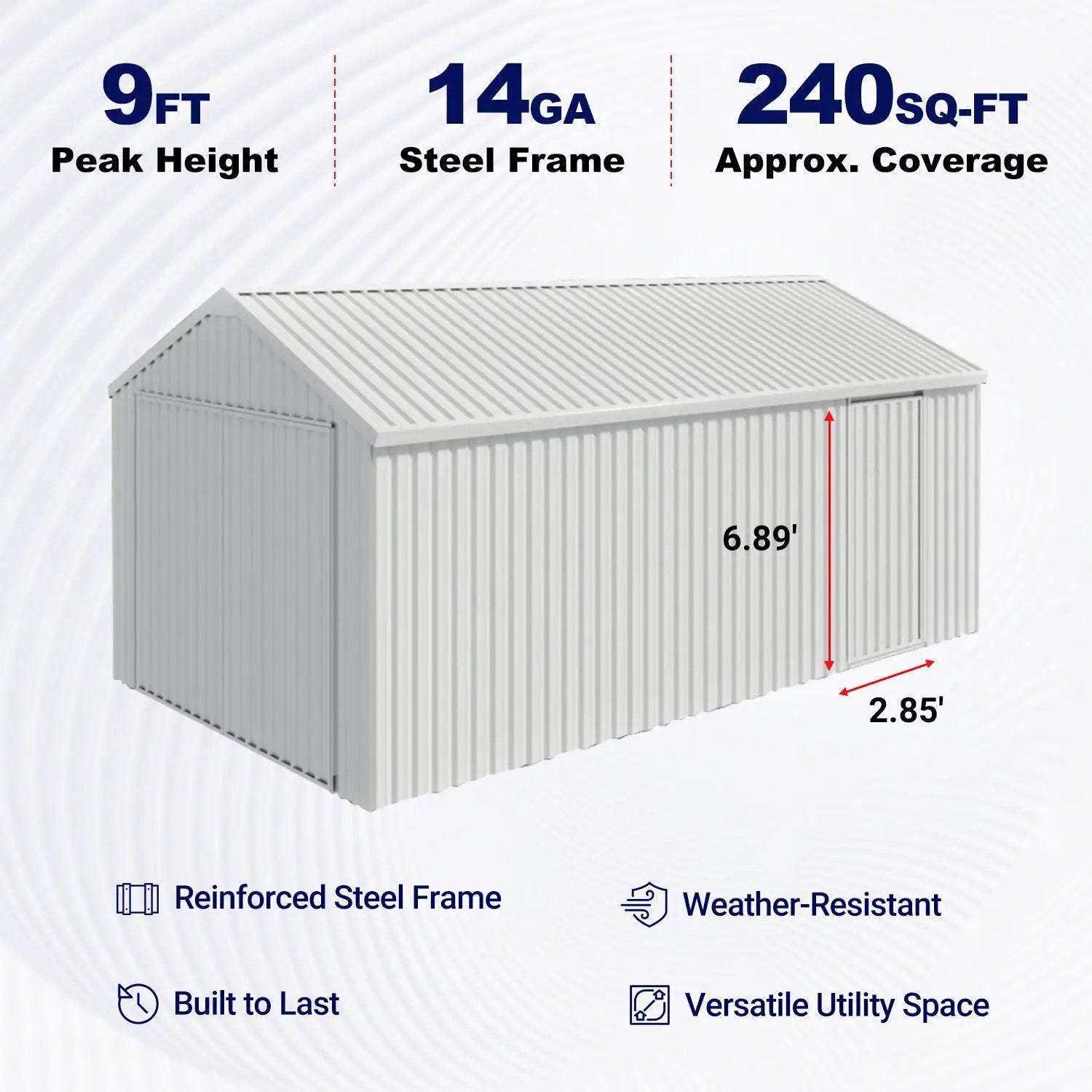 12'x20' Heavy-Duty Metal Garage Shed by Chery Industrial