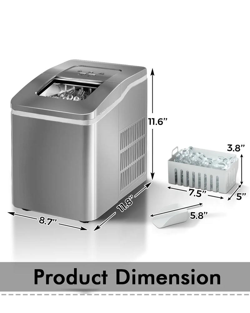 Portable Countertop Ice Maker Machine with Scoop-Silver by DirectDeals